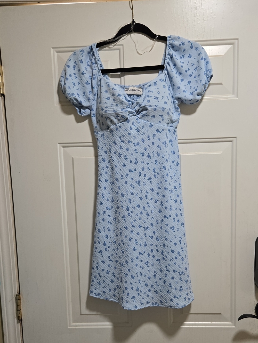 No Boundaries Light Blue Floral Puff Sleeve Dress